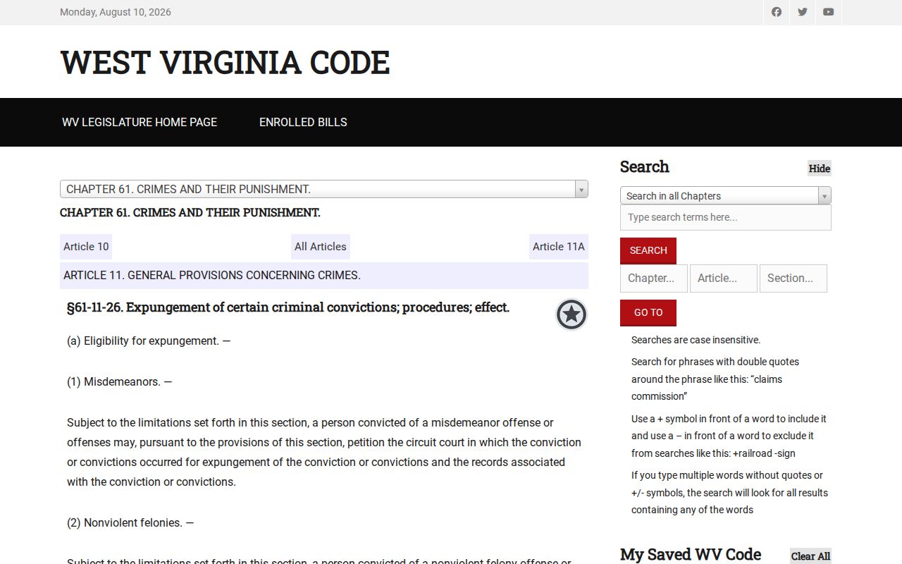 Lincoln County criminal record expungement eligibility law