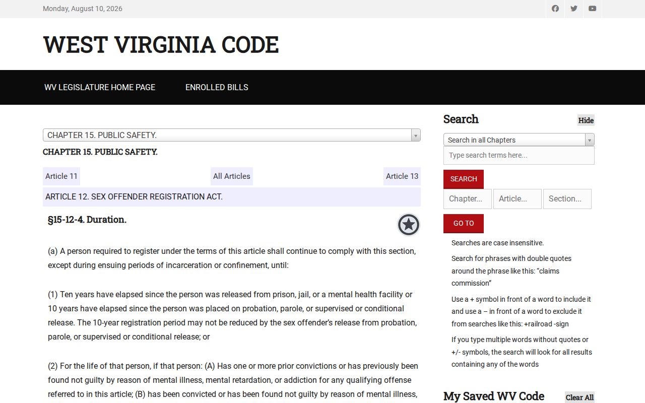 Lincoln County sex offender registration duration law